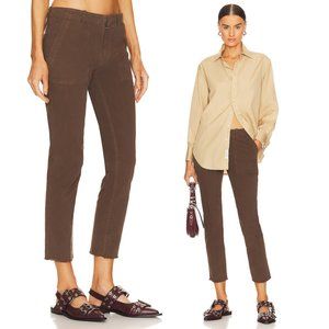 NWT Nili Lotan Jenna Cropped Pants Frayed Raw Hem Sz 6 Coffee